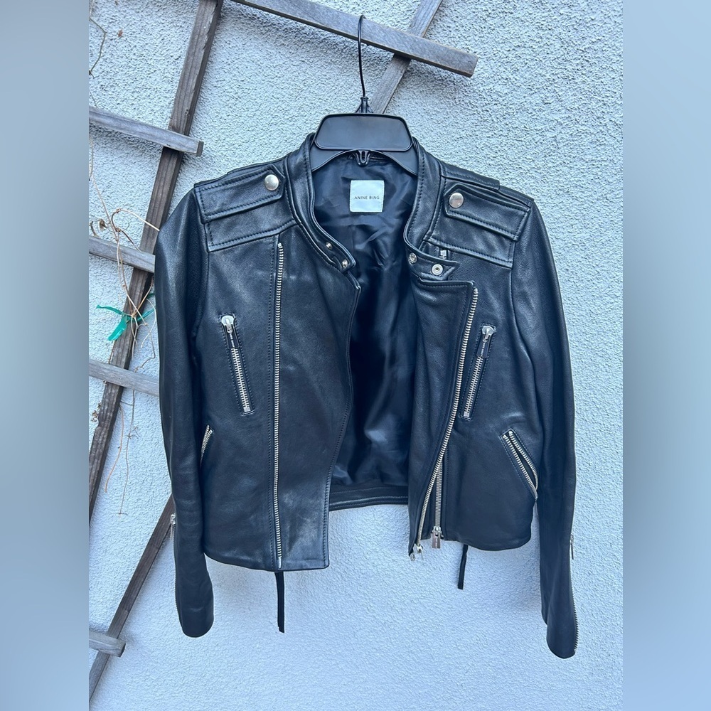 Anine Bing Bowie Leather Biker Jacket in Black - Picture 7 of 16